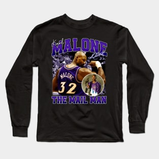 Karl Malone The Mail Man Basketball Legend Signature Vintage Retro 80s 90s Bootleg Rap Style Long Sleeve T-Shirt